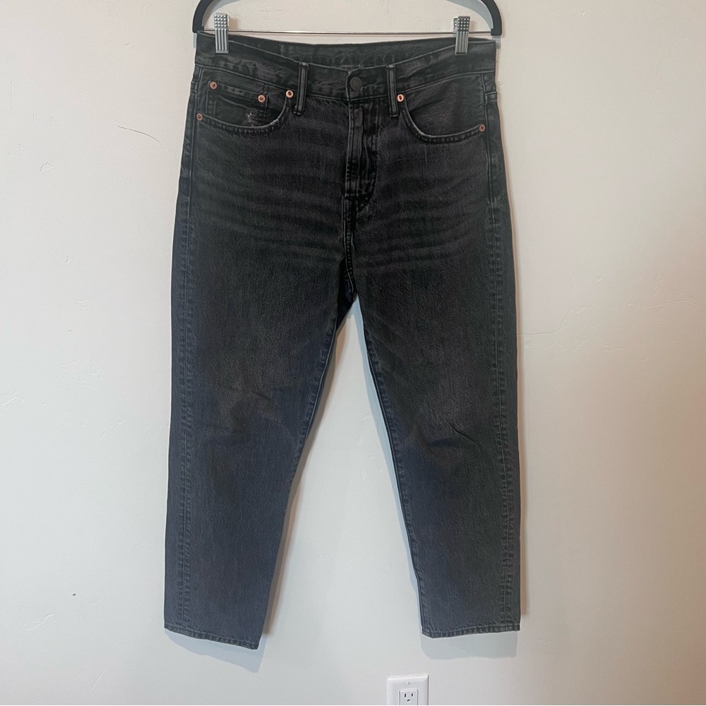 American Eagle 90s Baggy Black Denim Jeans Size 8 High Rise Cotton Ankle